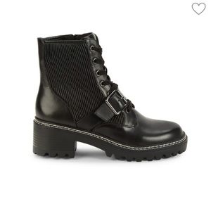 BCBG CORALIE LEATHER LUG SOLE ANKLE BOOTS  Size 5